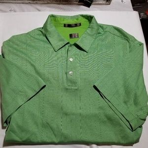Nike Dry Fit Mens XL Green Striped Polo Shirt